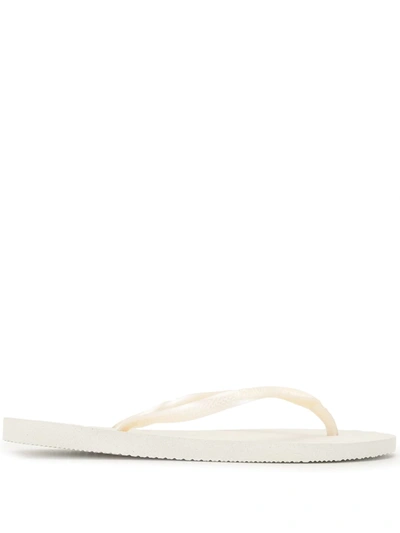 Shop Havaianas Slim Textured Flip-flops In White