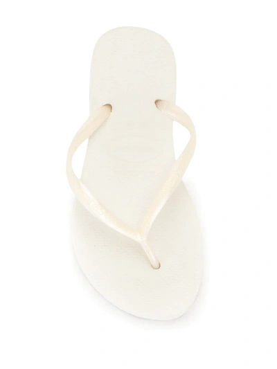 Shop Havaianas Slim Textured Flip-flops In White