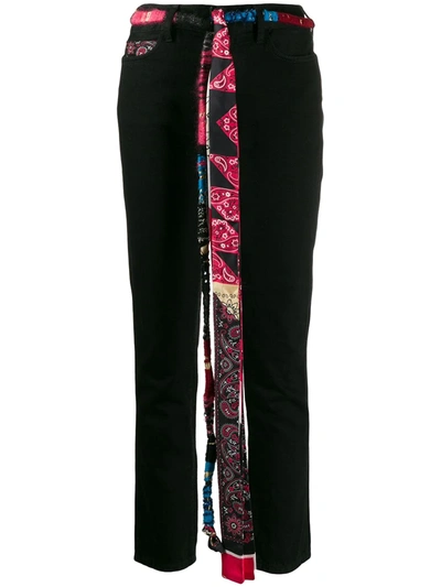 Shop Alanui Silk Bandana Skinny Jeans In Black