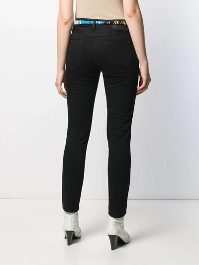 Shop Alanui Silk Bandana Skinny Jeans In Black