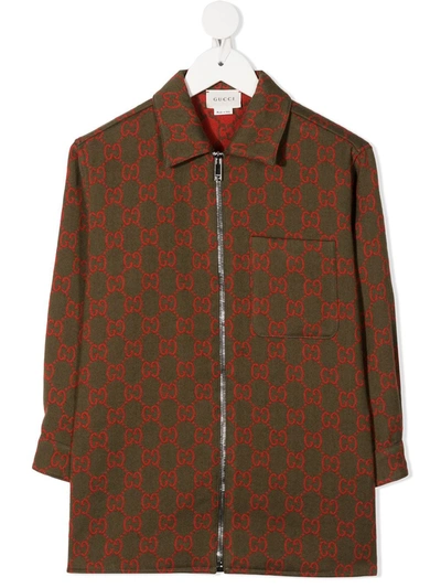 Shop Gucci Gg Supreme Embroidery Jacket In Green