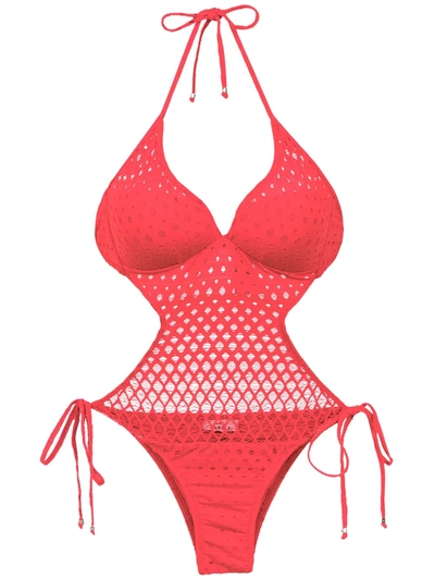 Shop Amir Slama Cut Out Detail Swimsuit In Vermelho