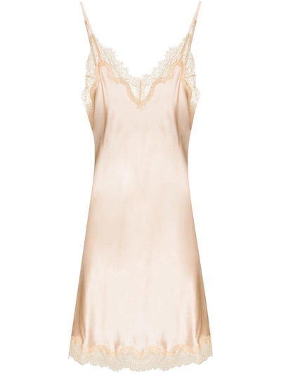 Shop Sainted Sisters Lace-trimmed Nightdress In Neutrals