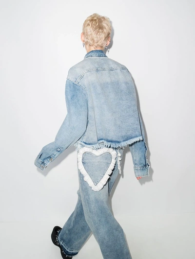 Natasha Zinko Blue Heart-panelled Denim Overshirt In Blau