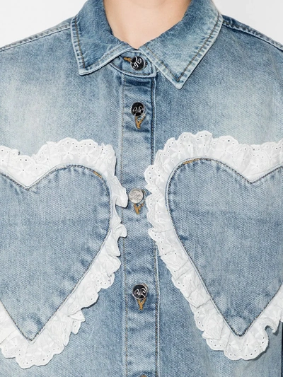 Natasha Zinko Blue Heart-panelled Denim Overshirt In Blau