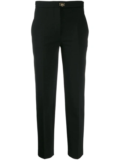 Shop Ferragamo Cropped Formal Trousers In Black