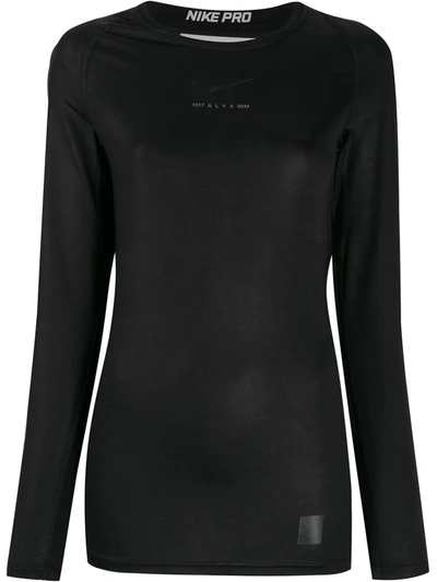 Shop Alyx X Nike Raglan-sleeves Logo Top In Black