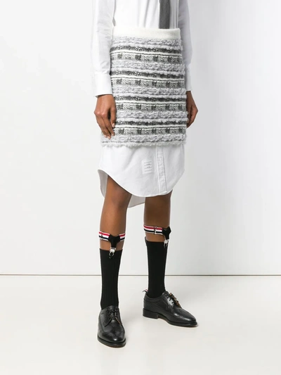 Shop Thom Browne Check Tweed Yarn Miniskirt In Grey