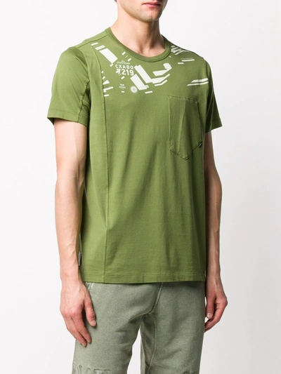 Shop Stone Island Shadow Project Printed Ss Catch Pocket T-shirt In Green