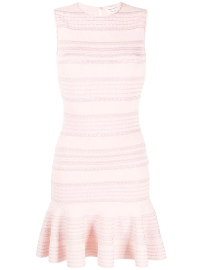 Shop Alexander Mcqueen Scalloped Peplum Dress In Pink