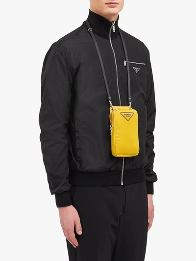 Shop Prada Padded Nylon Smartphone Case In Yellow