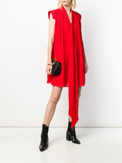 Shop Givenchy Pleated Day Dress In Red