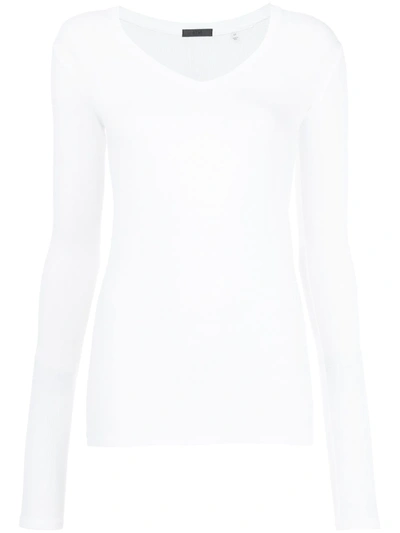 Shop Atm Anthony Thomas Melillo Modal Rib Long Sleeve V Neck Tee