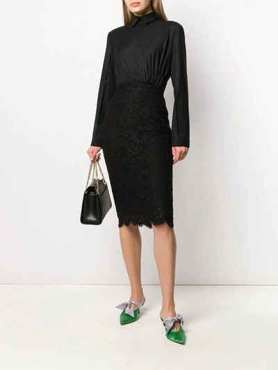 Shop Dolce & Gabbana Lace-overlay Pencil Skirt In Black