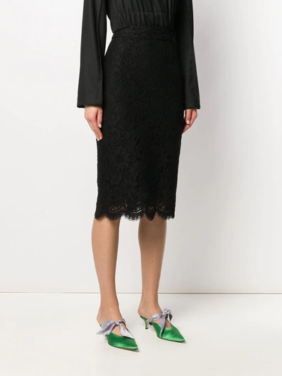 Shop Dolce & Gabbana Lace-overlay Pencil Skirt In Black