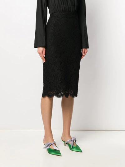 Dolce & Gabbana Lace Scalloped-hem Midi Skirt In Black