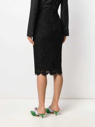 Dolce & Gabbana Lace Scalloped-hem Midi Skirt In Black