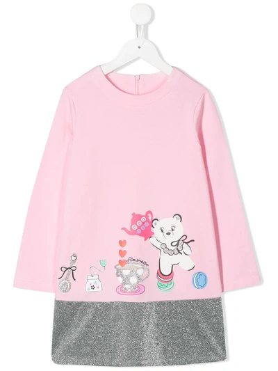 Simonetta Glitter Hem Sweatshirt Dress In 503 Pink