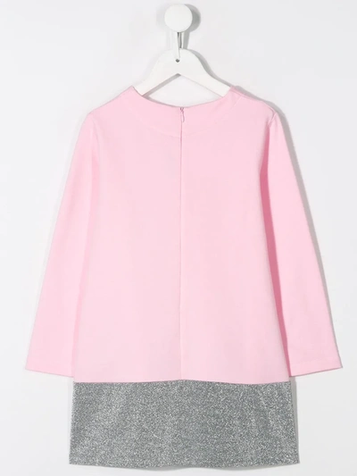 Simonetta Glitter Hem Sweatshirt Dress In 503 Pink