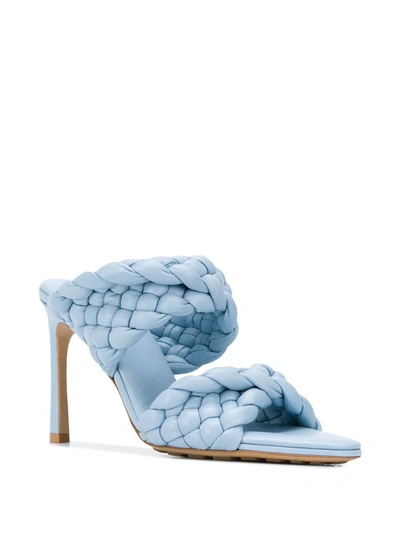 Shop Bottega Veneta Bv Curve 100mm Leather Sandals In Blue