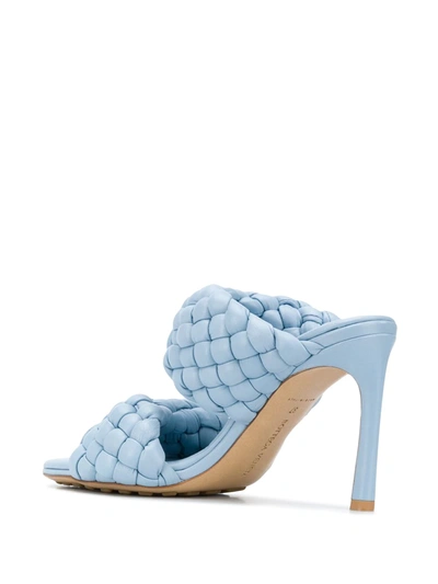 Shop Bottega Veneta Bv Curve 100mm Leather Sandals In Blue