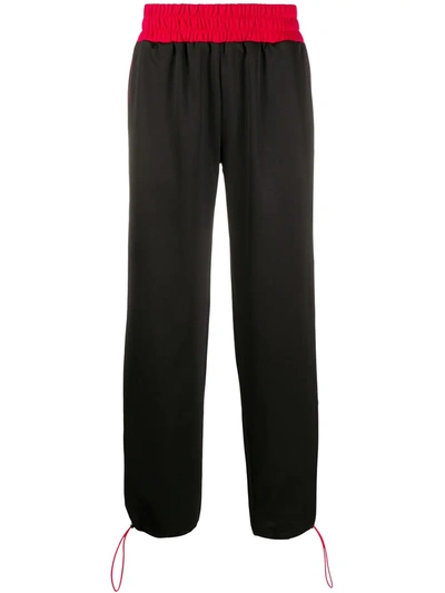 Shop Gcds Wide Leg Elasticated Waist Track Pants In Black