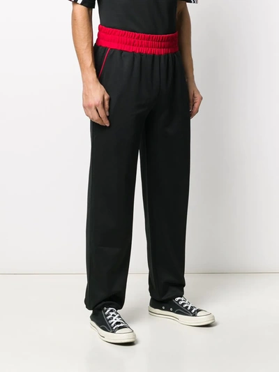 Shop Gcds Wide Leg Elasticated Waist Track Pants In Black