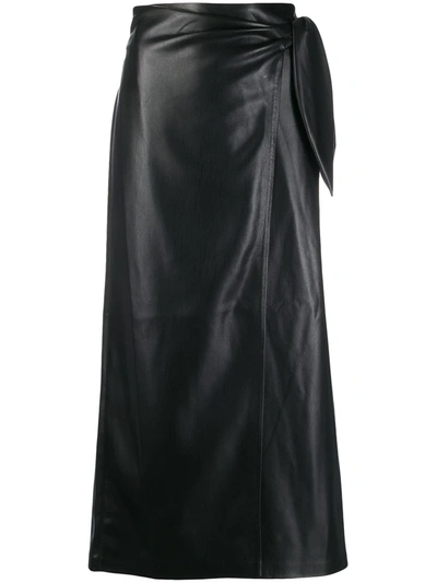 Shop Nanushka Amas Vegan Leather Sarong Skirt In Black