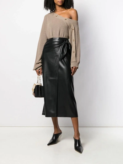 Shop Nanushka Amas Vegan Leather Sarong Skirt In Black