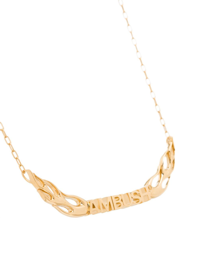 Shop Ambush Gold-plated Flame Logo Necklace