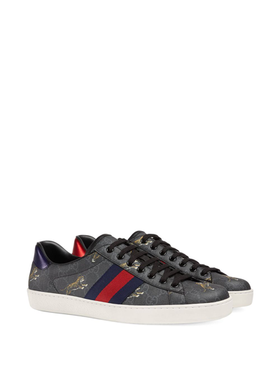 Shop Gucci Ace Gg Supreme Tigers Sneaker In Black