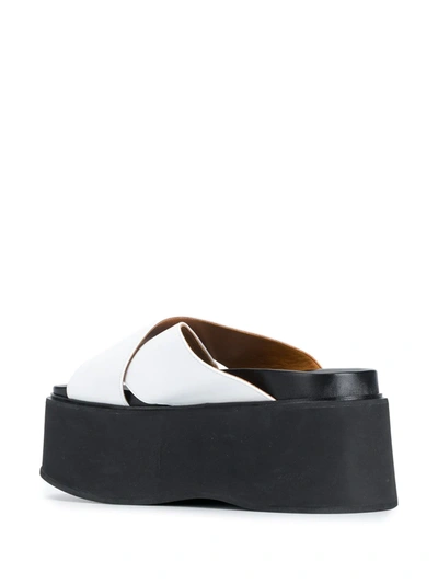 Shop Marni Platform Cross-strap Leather Sandals In White
