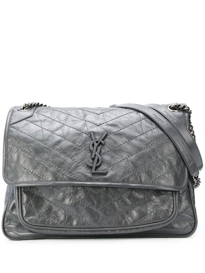 Shop Saint Laurent Niki Monogram Bag In Grey