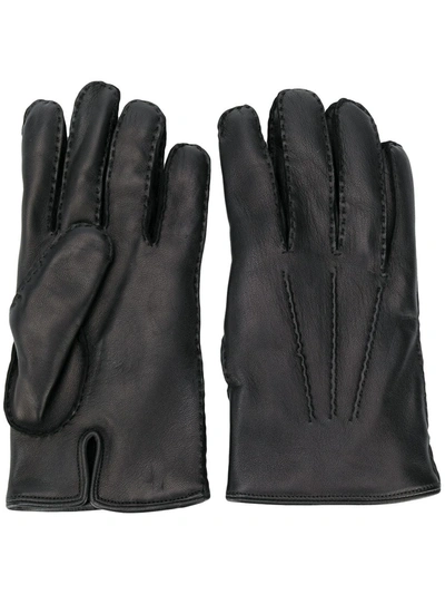 Shop Ermenegildo Zegna Leather Gloves In Black