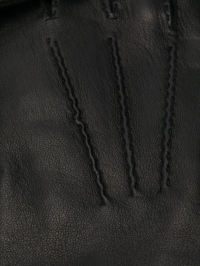 Shop Ermenegildo Zegna Leather Gloves In Black