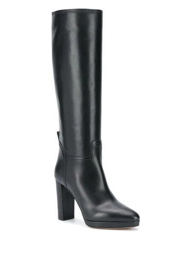Shop Valentino Rockstud 100mm Knee-high Platform Boots In Black