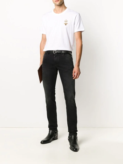 Dolce & Gabbana Bee And Crown Embroidered Tshirt In White