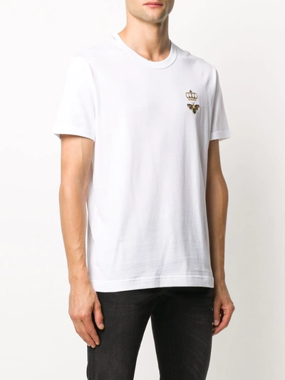 Shop Dolce & Gabbana Embroidered Cotton T-shirt In White