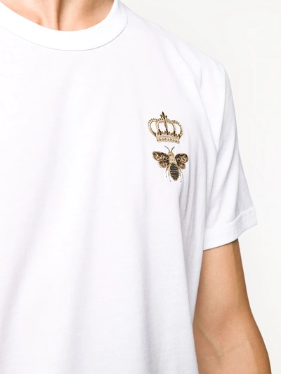 Dolce & Gabbana Bee And Crown Embroidered Tshirt In White