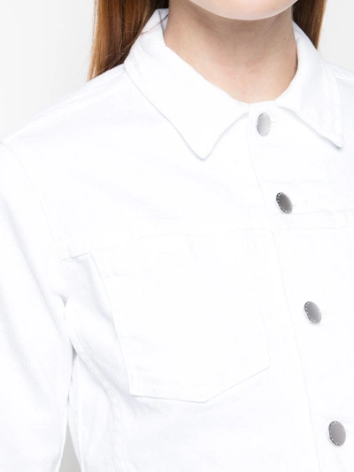 L Agence Janelle Slim Cropped Jean Jacket With Raw Hem In White