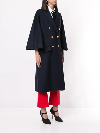 Shop Gucci Flare Sleeve Coat In Blue