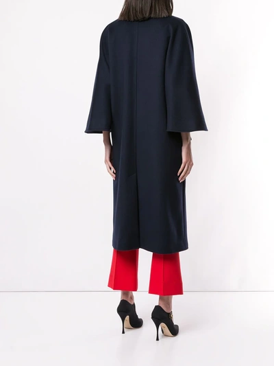 Shop Gucci Flare Sleeve Coat In Blue