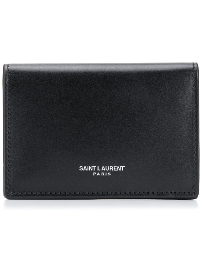 Shop Saint Laurent Small Logo Wallet In Black