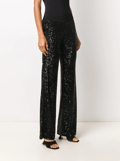 Shop Balmain Sequin-embellished Flared Trousers In Black