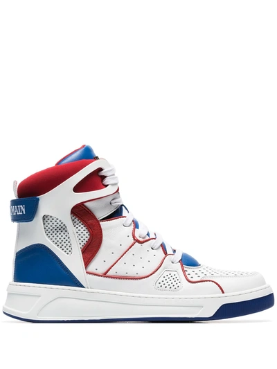 Shop Balmain Keith Hi-top Sneakers In White