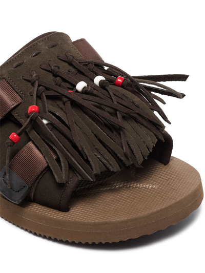 Shop Suicoke Hoto Suede Sandals In Brown