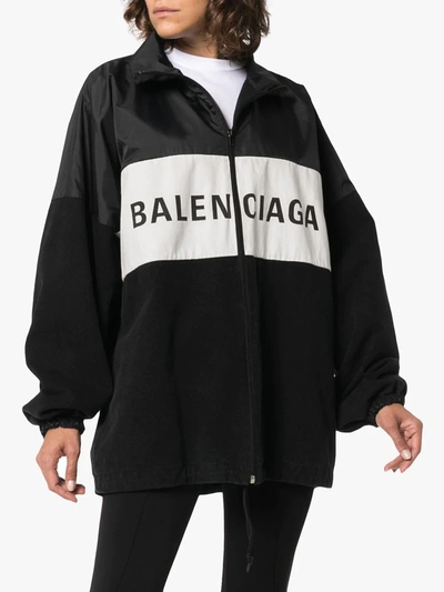 Shop Balenciaga Front Logo Sports Jacket In Black