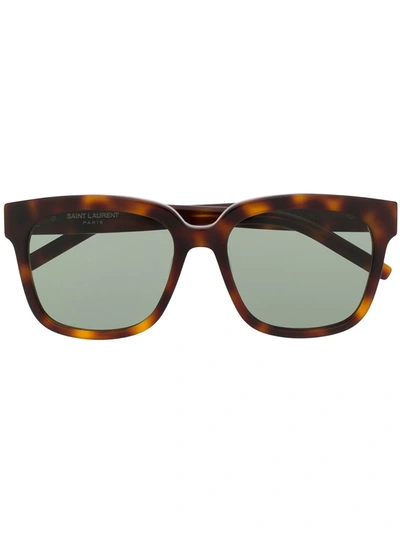 Shop Saint Laurent Slm40 Sunglasses In Brown