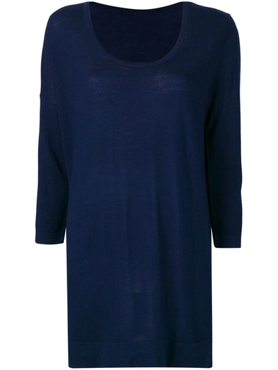 Shop Sottomettimi Longline Knitted Sweater In Blue