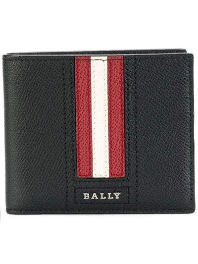 Shop Bally Striped Billfold Wallet In Black